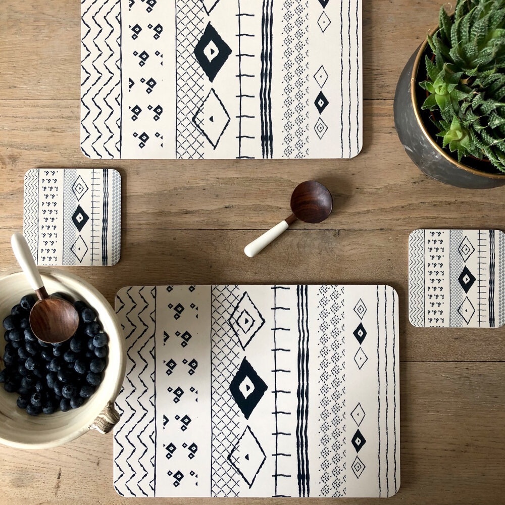 The Humble Cut 3 Navy and White Boho Placemats